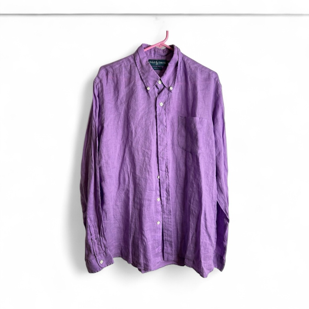 Ralph Lauren Purple Linen Button-Down Shirt